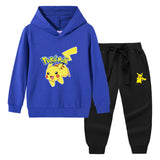 Children Pokemon Pikachu Hoodie & Pant Set Hooded Sweater Trousers Two-Piece Baby Cotton Sweater Set