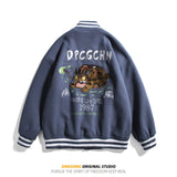 Varsity Jacket for Men Baseball Jackets Spring Autumn Street Cool Cartoon Uniform Stand Collar