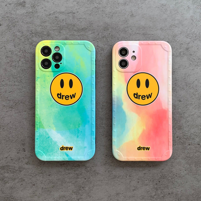 justin b drew phone case Drew Smiley Face Apple 11 Phone Case iPhone 12 Pro Max Straight Edge Frosted Xs XR