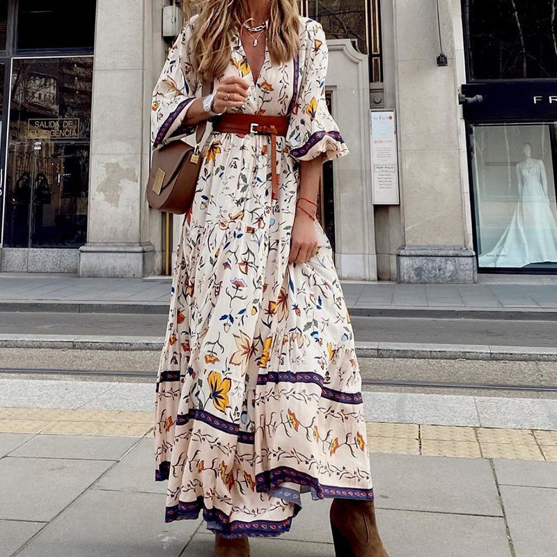 Women Bohemian Dress Women's Autumn and Winter Long Dress