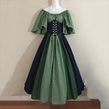 Vintage Empire Waist Dress Women's Patchwork Dress