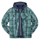 John Dutton Jacket Autumn and Winter Plaid Jacket Long-Sleeved Hooded Fake Two Pieces Cotton Padded Coat Men