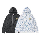 Man Fall Winter Outfis Winter Cartoon Bear Casual Hooded Thick Sweatshirt Loose Top