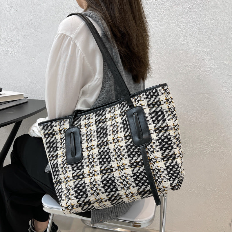 The Teacher Tote Check Pattern Bag Women's Summer Bag Large Capacity Versatile One Shoulder Tote Bag