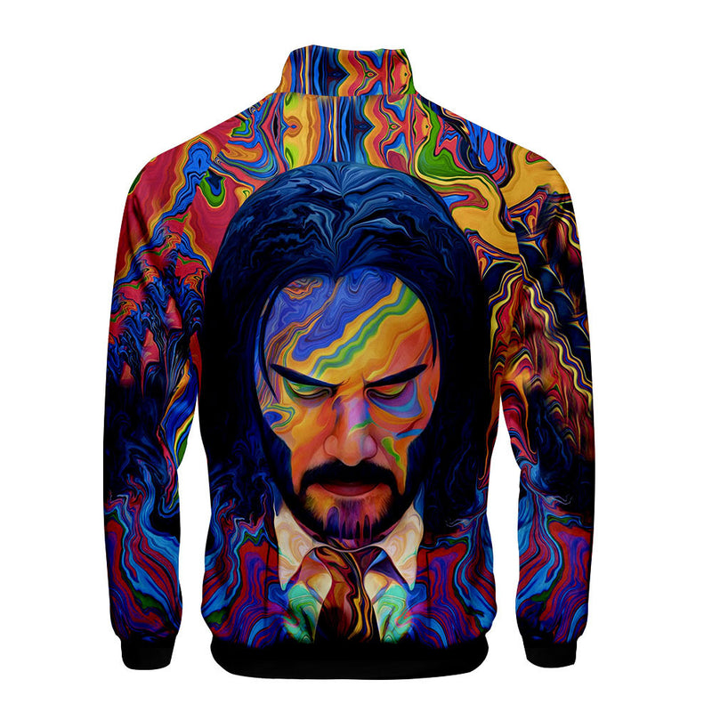 John Wick Keanu Hoodie John Wick 3 3D Printed Stand Collar Zipper Jacket