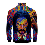 John Wick Keanu Hoodie John Wick 3 3D Printed Stand Collar Zipper Jacket