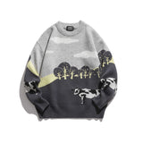 Man Fall Winter Outfis Autumn and Winter Cow round Neck Sweater Men's Loose Oversize Casual Sweater
