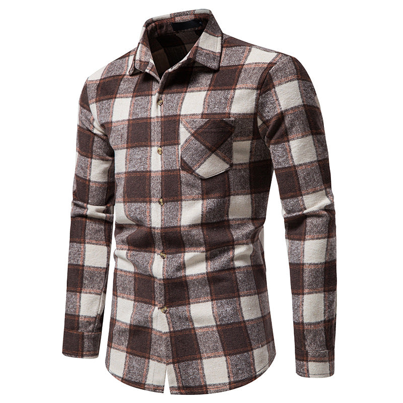 Mens Flannel Jacket Fall Winter Men Fashion Thick Warm Woolen Flannel Casual Shirt