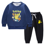 Children Pokemon Pikachu Hoodie & Pant Set Fleece Lined Padded Warm Keeping Sweatshirt Set