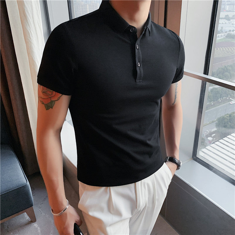 Men Polo Shirts Short Sleeve Lapel T-shirt