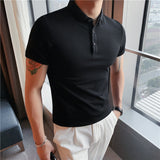 Men Polo Shirts Short Sleeve Lapel T-shirt