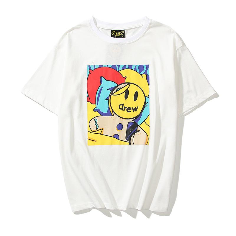 Justin Bieber Drew House Men Women Cotton Top T Shirt Summer Style Women Streetwear Short Sleeve Tshirt Base Shirt