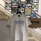 Thrasher T Shirt Ice Blue Flame Loose Short Sleeve