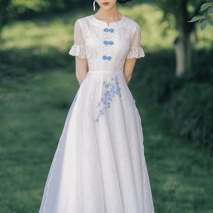 Women Cottagecore Dress White Dress Summer Dress