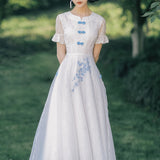 Women Cottagecore Dress White Dress Summer Dress