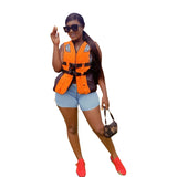 Women Plus Size Denim Shorts High Waist Slim Fit Denim Shorts