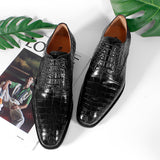 Indo Western Shoes Crocodile Leather Carved Business Leather Shoes Men's British Style Pointed Casual Shoes