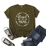 Boy Mama T Shirt Blessed Mama Printed Short Sleeve round Neck T-shirt