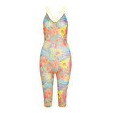 Summer Women's Clothing Sexy Low Collar Sleeveless Printed Sling Tight Sports Casual Jumpsuit