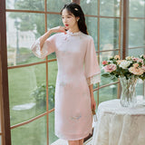 Women Cottagecore Dress Summer Pink Vintage Dress