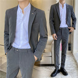 Seersucker Suit Slim Fit Men's Suit Set