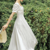 Women cottagecore Dress White Long Dress Fairy Summer Complex Dress