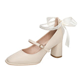 Nude Wide Fit Block Heels Mary Jane Shoes