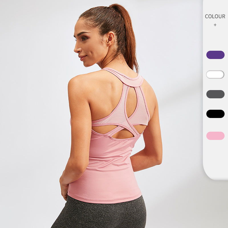 Moisture Wicking Shirts Women's Yoga Vest Tight Fit Quick Drying Clothes High Elastic Breathability Fitness Running Exercise Vest