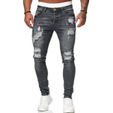 J Shaped Jeans Men's Pants Ripped Matte White Slim-Fit Denim Pants Fashion Pants