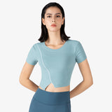 Moisture Wicking Shirts Summer Sports Top Short Sleeve Female round Neck Breathable