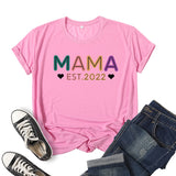 Boy Mama T Shirt Mama Est Printed Short Sleeve round Neck T-shirt