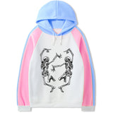 Skeleton Hoodie Dancing Bones Casual plus Size Loose Top Contrast Color Hoodie Women