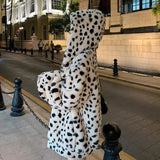 Women Dalmatian Coat Fluffy Leopard Thickened Coat for Women