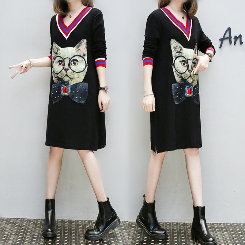 Work Dresses for Teachers Spring and Autumn Dress T-shirt Top Bottoming Skirt