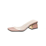 Nude Chunky Heel Transparent Sandals