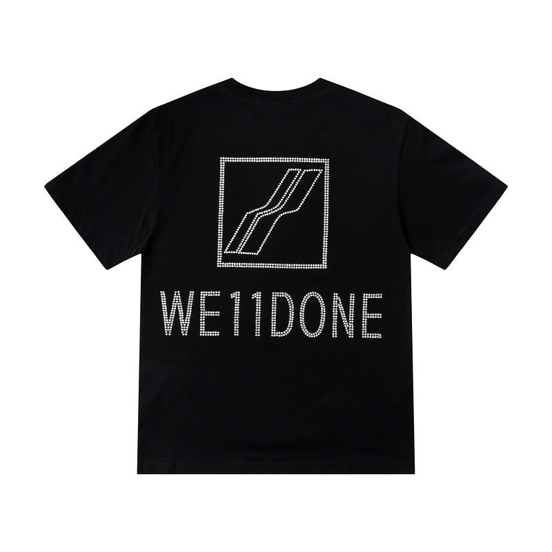 We11done T Shirt High Quality Wave Pattern Letter Print Loose Casual Men's and Women's round Neck Short Sleeve