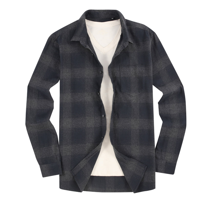 Men Flannel Jacket Winter Brushed Flannel Shirt Men's Casual