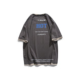 Summer Letter Print Short-Sleeve T-shirt Men's Trendy Simple Casual Fashion T-shirt Fake Two Pieces