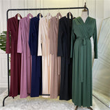 Muslim Women Stylish Kashibo Abaya Muslim Ladies Long Gown Islamic Clothing Jilbab Jalabiya Fashion Solid Color Dress