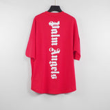 Palm Angels Angel Vertical Bar Letter Printing Batwing Sleeve Drop Shoulder T-shirt Loose Men and Women