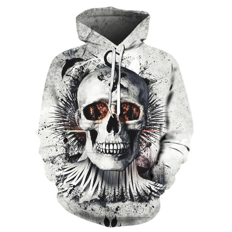 Skull Hoodie Skull 3D Digital Printing Loose Pullover Hoodie Sweater