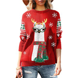 Ugly Christmas Sweater Autumn Winter Red Women's Knitwear