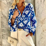 Women Bohemian Shirts Summer Fashion Loose Bell Sleeve Printed Shirt