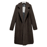 Women Sherpa Jacket Autumn Winter Cotton-Padded Coat Ladies' Lamb Wool Winter Mid-Length Berber Fleece Coat