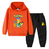 Children Pokemon Pikachu Hoodie & Pant Set Hooded Sweater Trousers Two-Piece Baby Cotton Sweater Suit