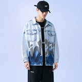 Spring Denim Jacket Men's Plus Size Loose Top Plus Size Casual Men Denim Jacket