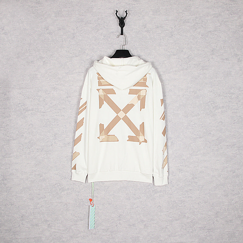 Off White Zipper Hoodie Early Autumn Zip Hooded Sweater for Men and Women