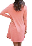 Work Dresses with Pockets Autumn and Winter Solid Color Casual Loose Long Sleeve Dress