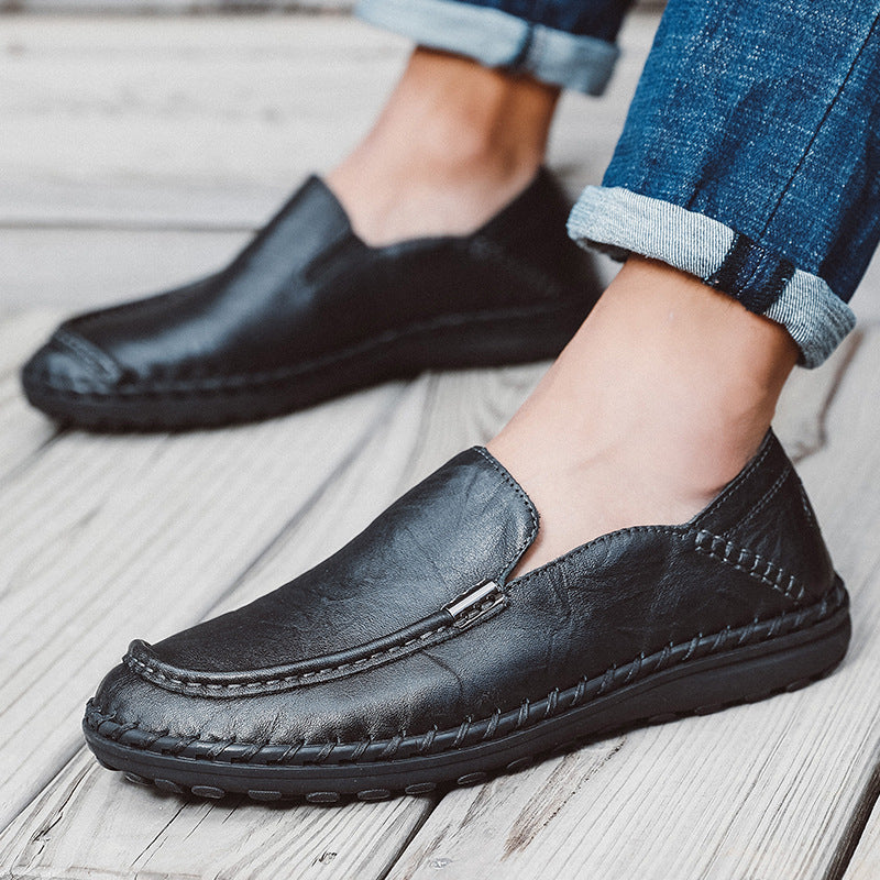 Loafers for Men Autumn Men Outdoor Casual Shoes First Layer Cowhide Middle-Aged and Elderly People's Shoes
