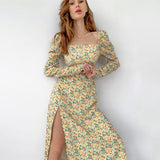 Nina Parker Dresses Long Sleeve Slit Dress Sweet Floral Dress